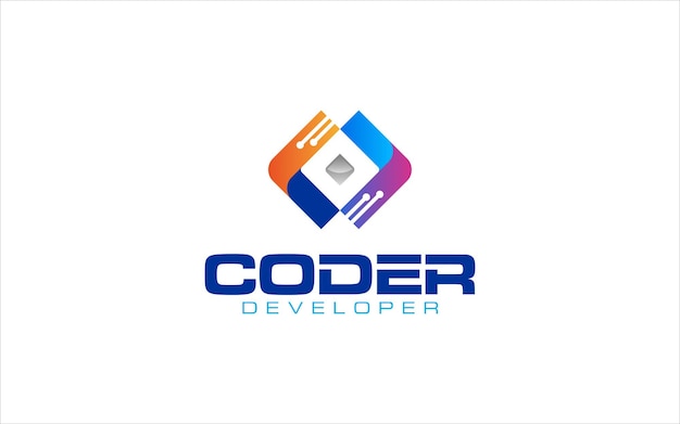Illustration vector graphic of a coding programmer Coder Company logo design template