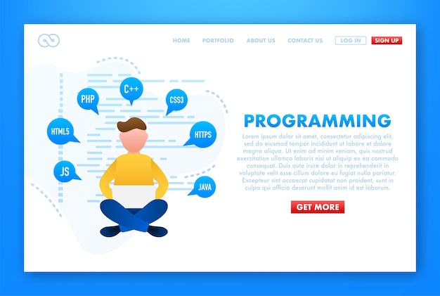 Illustration with programming for site design Web ui design Vector illustration