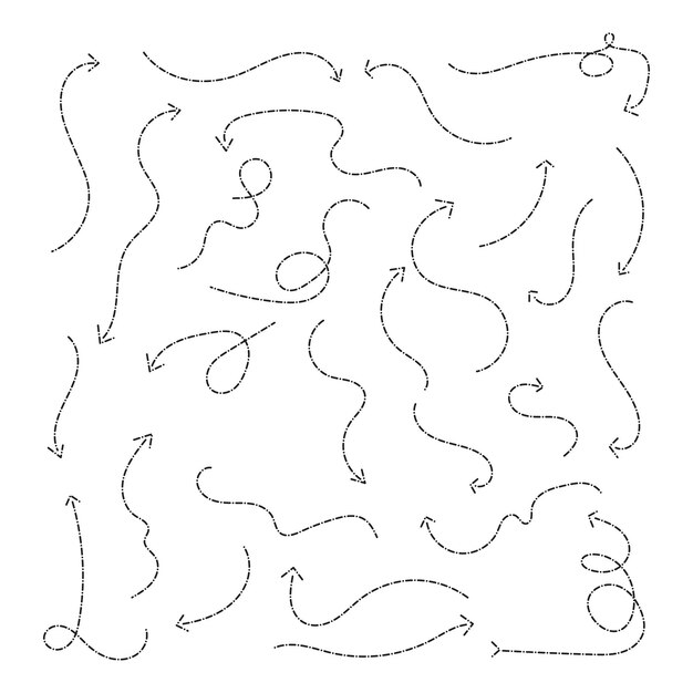 Ilmainen vektori puhdas piste tyyli käsin piirretty doodle nuolet asetettu
