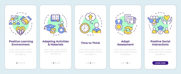 inclusive learning onboarding mobile app screen