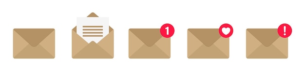 Incoming message icons set Notification message or email vector icon set isolated on white background Envelope message icon collection Incoming message notification vector illustration
