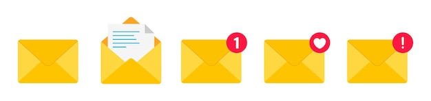 Incoming message vector icon Notification message or email vector icon set isolated on white background Envelope message icon collection Incoming message notification vector illustration