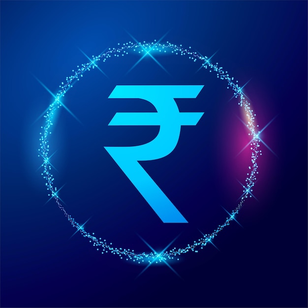 indian currency rupee with circular light effect