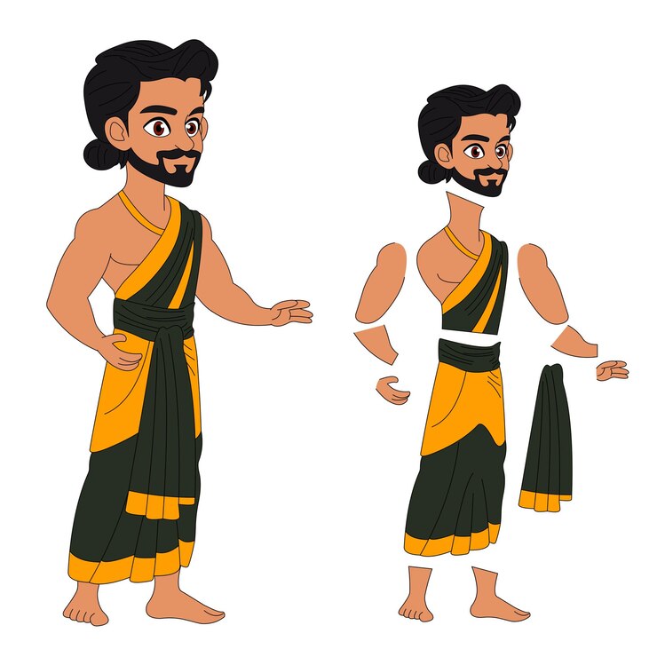 Vektori indian village man cartoon illustration