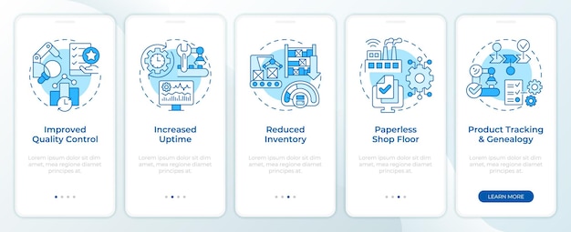 Industrial controls blue onboarding mobile app screen