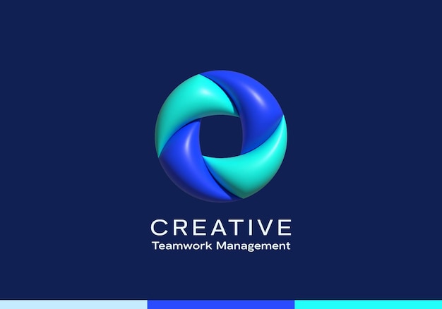 Inflated 3D Vector Loop Circle Abstract Vector Logo Template Modern Geometry Swirl Sign Isolated