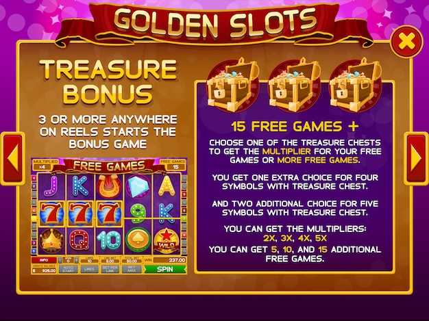 Info screen for slots game