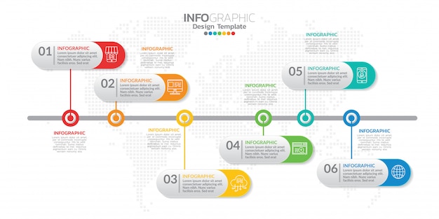 Infografiikkaelementit sisältöön, diagrammiin, vuokaavioon, vaiheisiin, osiin, aikajana, työnkulut ja kaavioon.