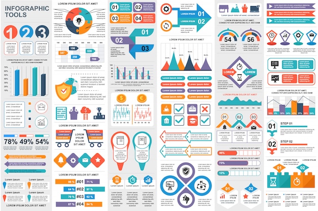Infografiikkaelementtien datavisualisoinnin vektorisuunnittelumallipohja