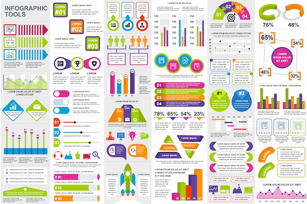Infografiikkaelementtien datavisualisoinnin vektorisuunnittelumallipohja