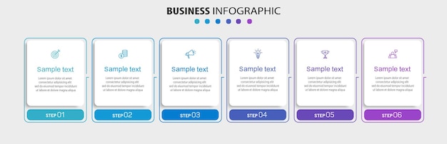 Infographic design business template with 6 steps