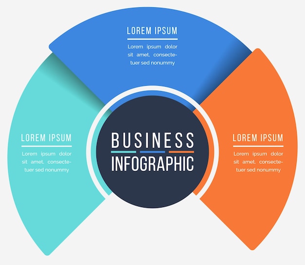 infographic design circle 3 steps objects options or elements business information colored