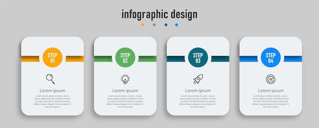 infographic design elegant professional template with 4 step premium vector