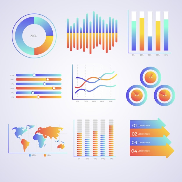 Infographic element collection chart gradient
