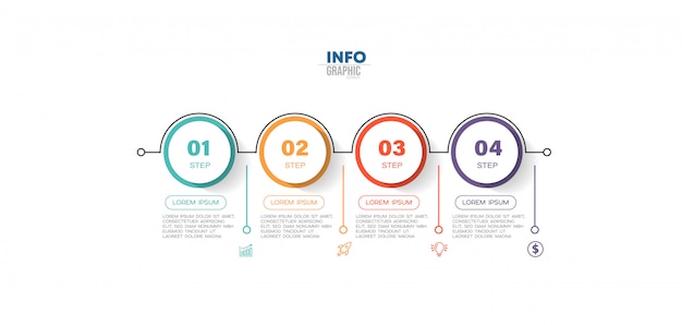 Infographic element with icons and 4 options or steps.