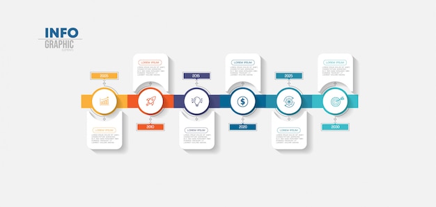 infographic element with icons and 6 options or steps. 