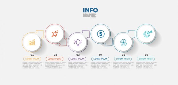 infographic element with icons and options or steps. 