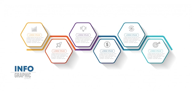 Infographic element with icons and options or steps. 