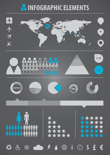 Infographic elements grey and blue
