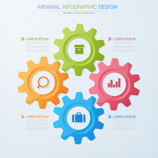 infographic elements with business icon on full color background process or steps and options workflow diagramsvector design element eps10 illustration