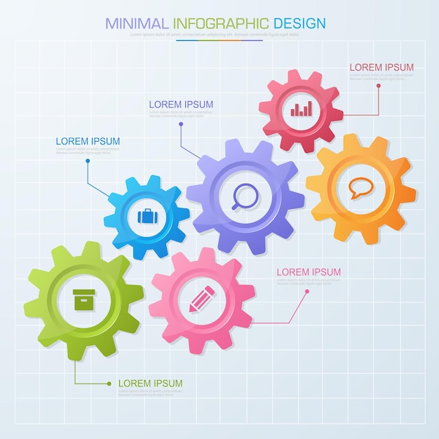 infographic elements with business icon process or steps and options workflow vector design