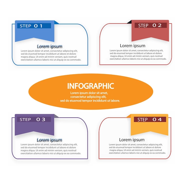 Infographic template 4 abstract circles with icons
