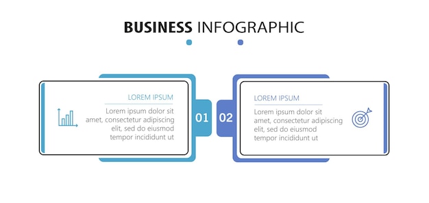 Infographic template with icons and 2 options or steps