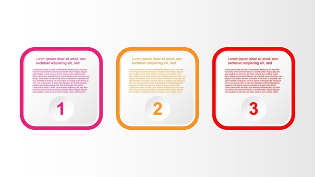 infographic template with three steps for business process information presentation