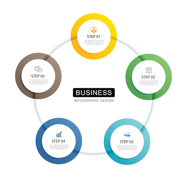 infographics circle timeline with 5 number data template vector illustration abstract background
