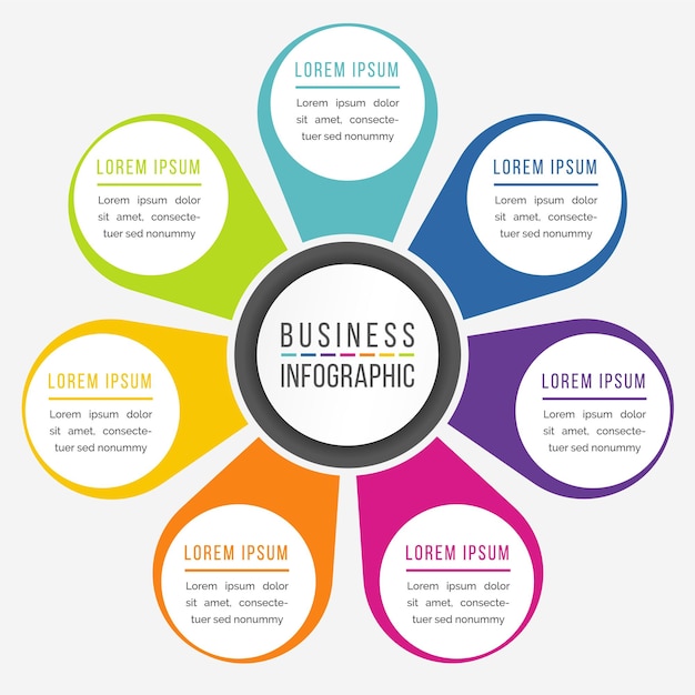 Infographics design 7 options or steps template