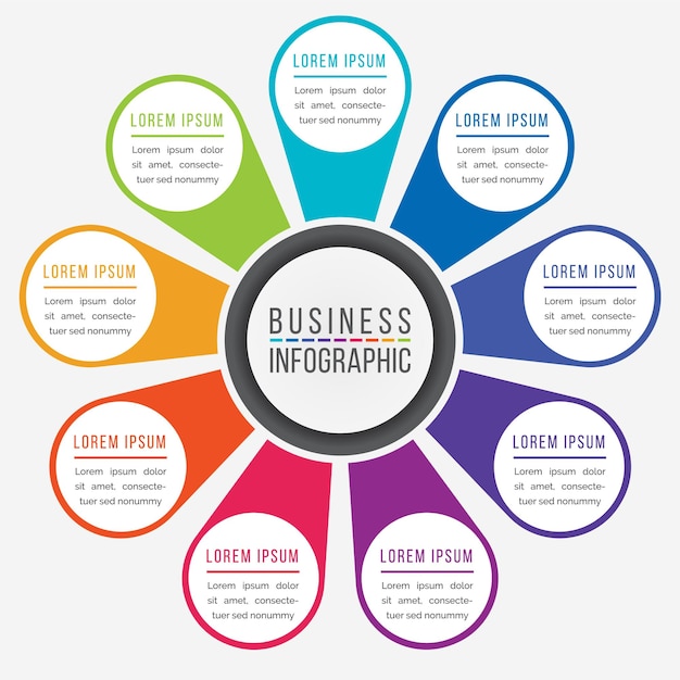 Infographics design 9 options or steps template