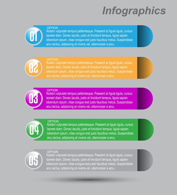 infographics with steps and options banner for business design and website template