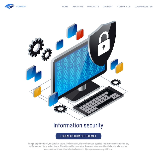 Information security 3d isometric vector concept illustration