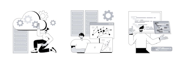information storage infrastructure abstract concept vector illustrations