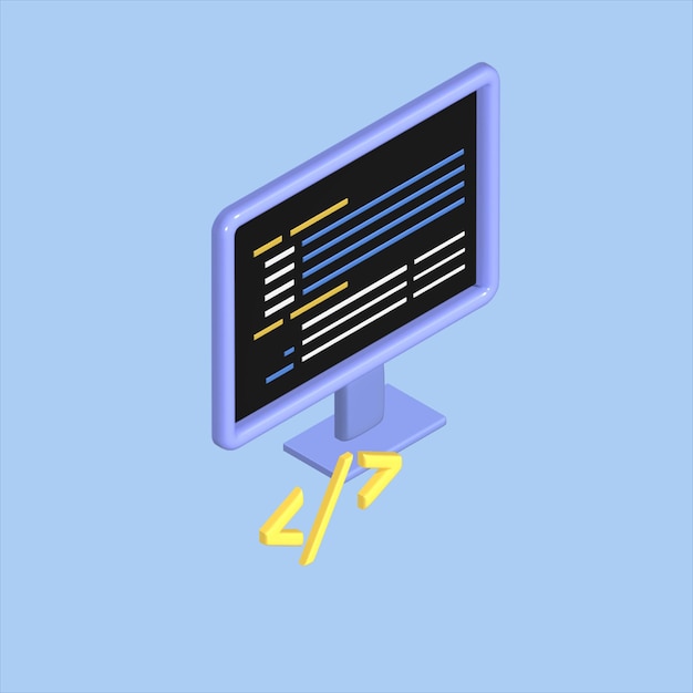 Information technology concept Realistic 3d object cartoon style Vector colorful illustration