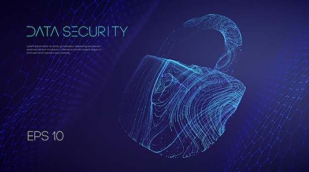 information technology cyber security. it teamwork cloud email data protection. vector illustration. network security protection lock.