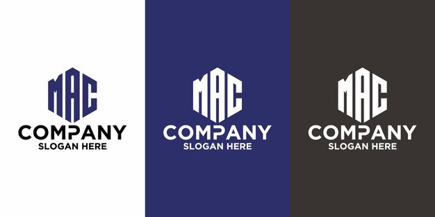 Initial letter M A C logo vector design template