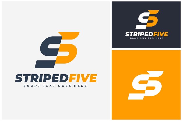 Initial Letter S Number 5 Five with Waving Flag Ribbon Stripes logo design