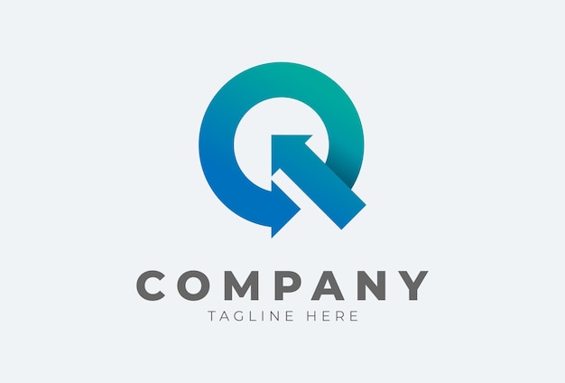 initial q logo. letter q with arrow in gradient colour usable for finance, logistic and company logo