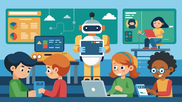 Inside a classroom students were busy coding and programming their robots for the robotics event in