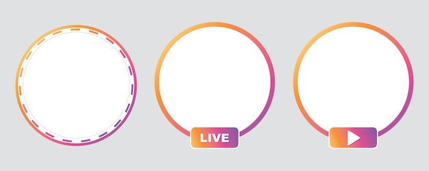 Instagram stories icons Set of social media Instagram icons LIVE video streaming