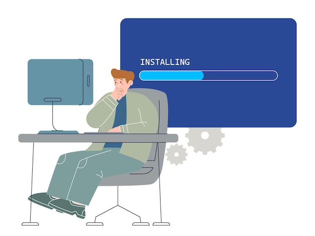 Install operating system installing os loading load upgrade update new version software pc computer