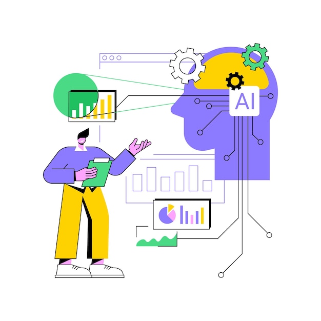 interactive data visualization by ai abstract concept vector illustration