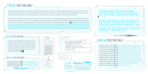 Interface of the program for processing and decoding big data Vector illustration