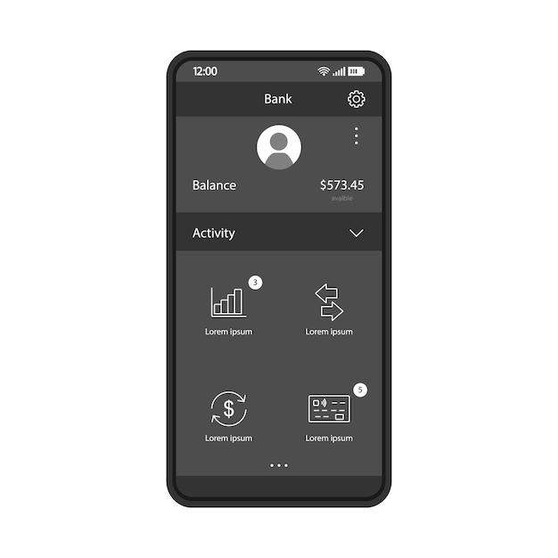 Internet banking account interface vector template
