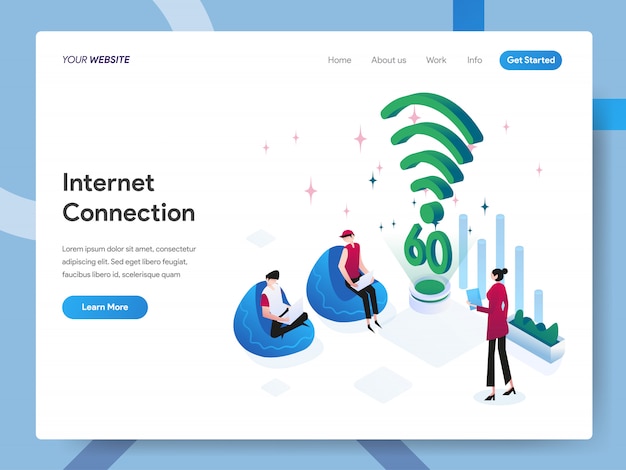 Internet Connection Isometric Illustration for website page