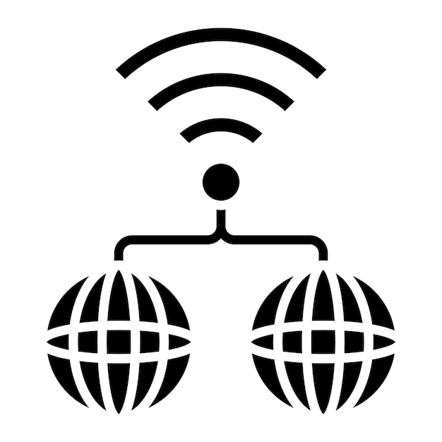 Internet Connectivity Glyph Solid Black Illustration