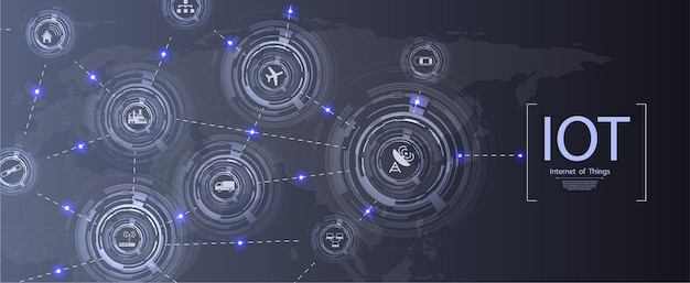 Internet of things IoT and networking concept for connected devices Spider web of network connections with on a futuristic blue background EPS10
