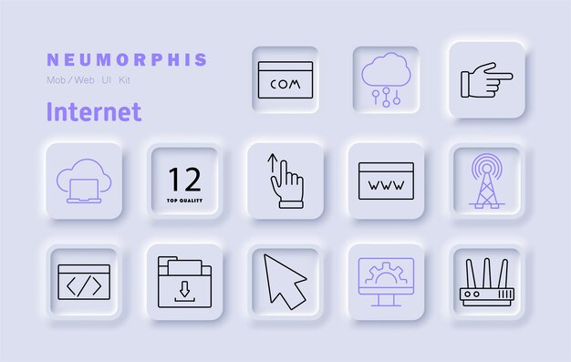 Internet set icon Cloud computing domain global network settings connection website coding cursor wireless router digital transformation technology