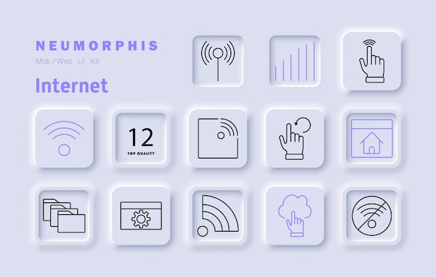 Internet set icon Wireless connection signal strength touch interaction cloud computing global communication browsing UI design digital infrastructure access